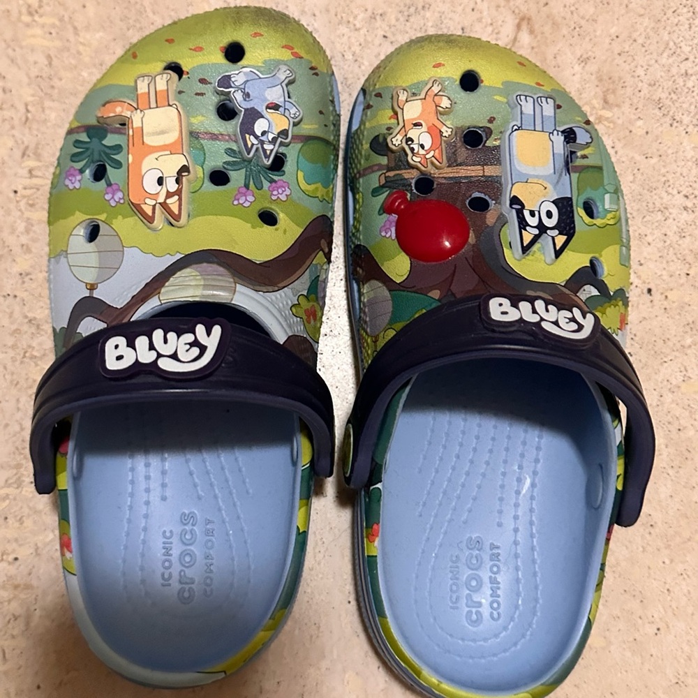 Kids Crocs Bluey Clogs - Blue and Green